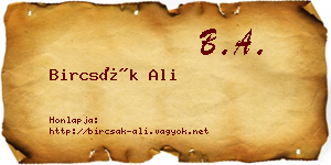 Bircsák Ali névjegykártya